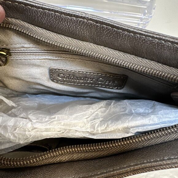 Coldwater Creek Bronze Ruffle Clutch Bag Purse - Picture 7 of 7